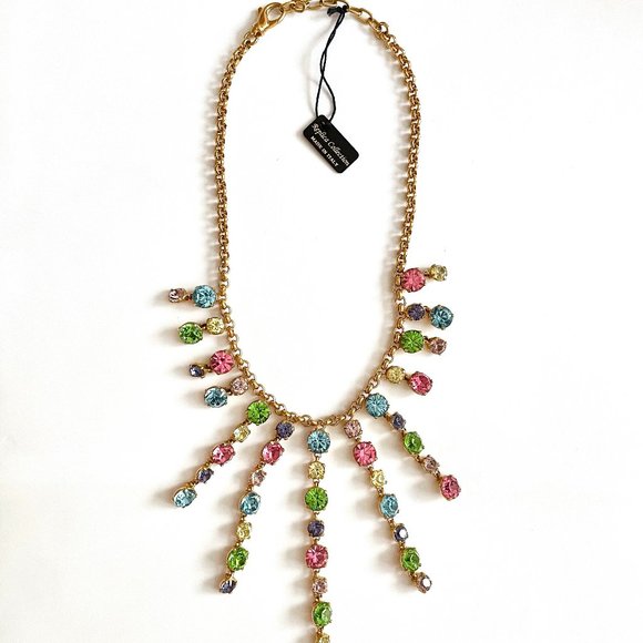 Necklace by Replica Collection Made in Italy 22K Gold Plated Swarovski Gems Cut - Picture 1 of 4